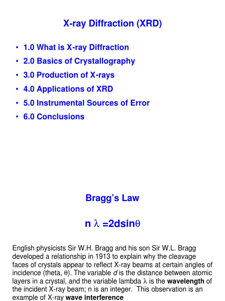 X Ray Diffraction Basics PDF | PDF | X Ray Crystallography | Crystal ...