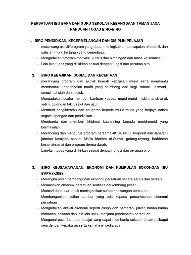 Biro Dan Tugas 2019 Pdf