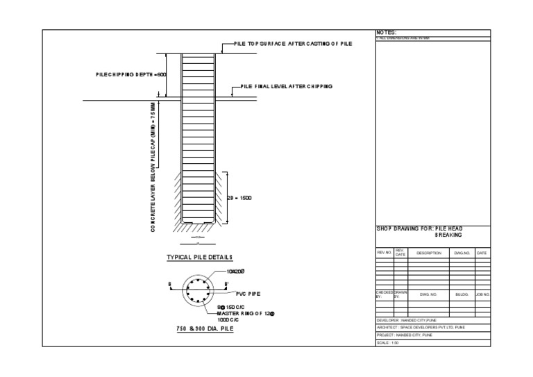 Pile Head Breaking Shop Drawing | PDF | Deep Foundation | Building ...