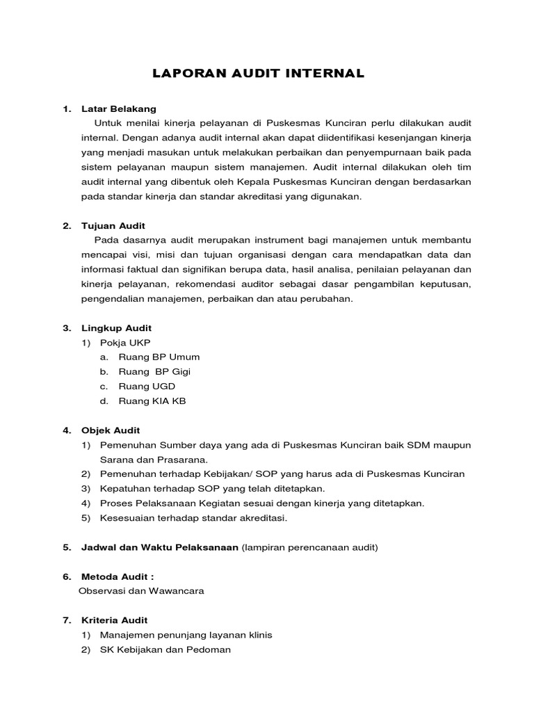 Laporan Audit Internal | PDF