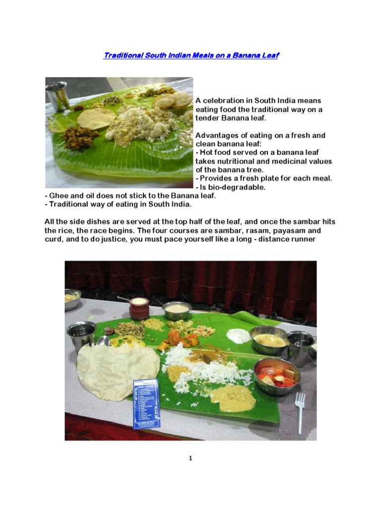 The Food Has To Be Served On A Tender Banana Leaf PDF Desi Cuisine