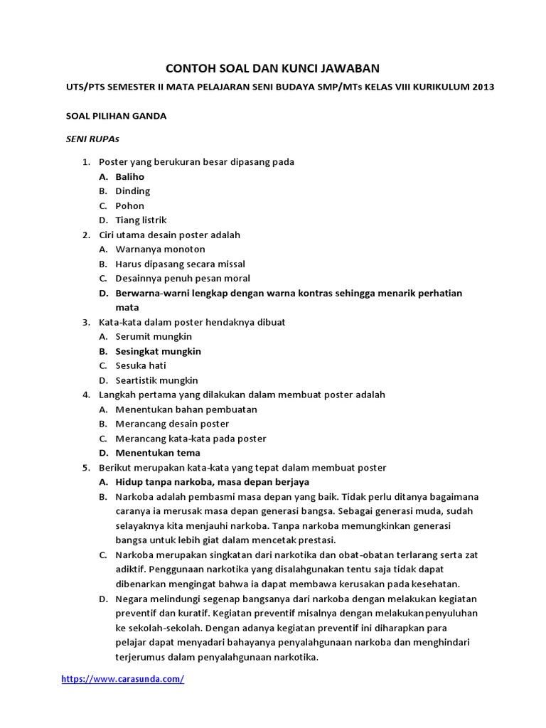 Soal Uts2 Senbud 8 K13