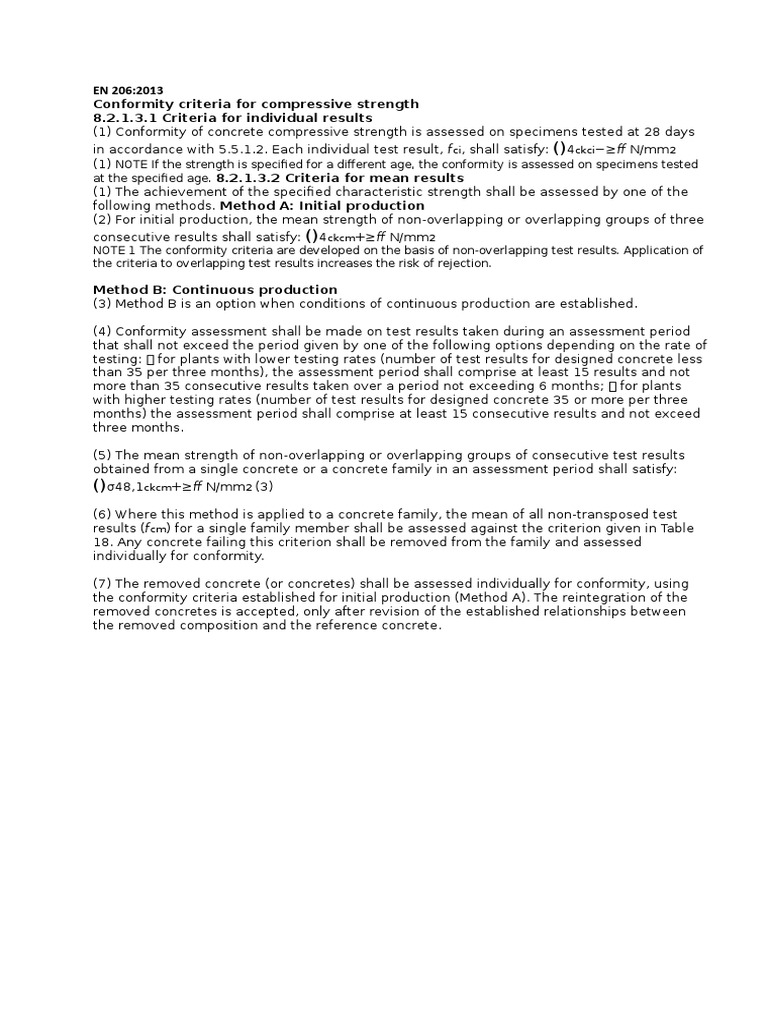 Conformity Criteria PDF Concrete Nature