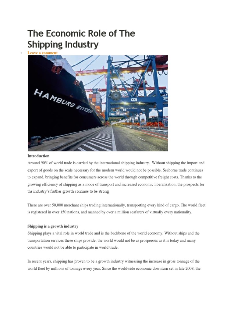 The Economic Role of The Shipping | PDF | Ships | Transport
