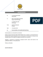 Memorandum: Assalamualaikum Wa Rahmatullahi Wa Barakatuh