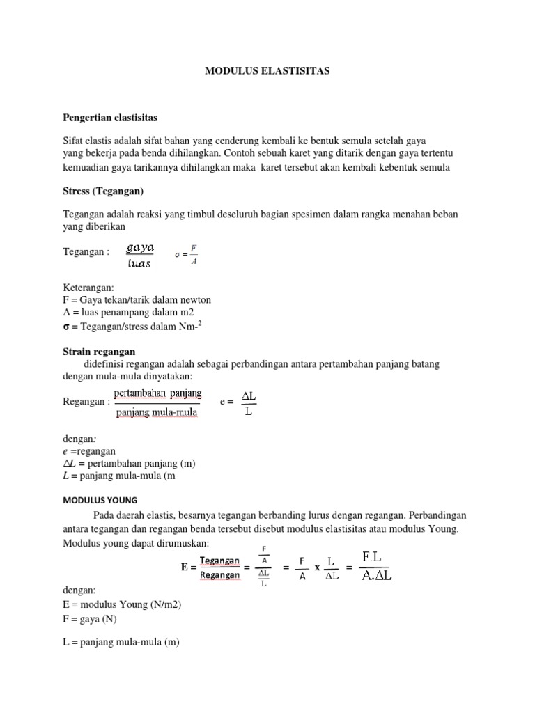 Modulus Elastisitas | PDF | Sains & Matematika