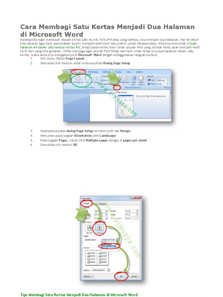 Cara Bagi Kertas Jadi 2 Halaman Docx