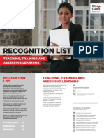Recognition List: Teaching, Training and Assessing Learning