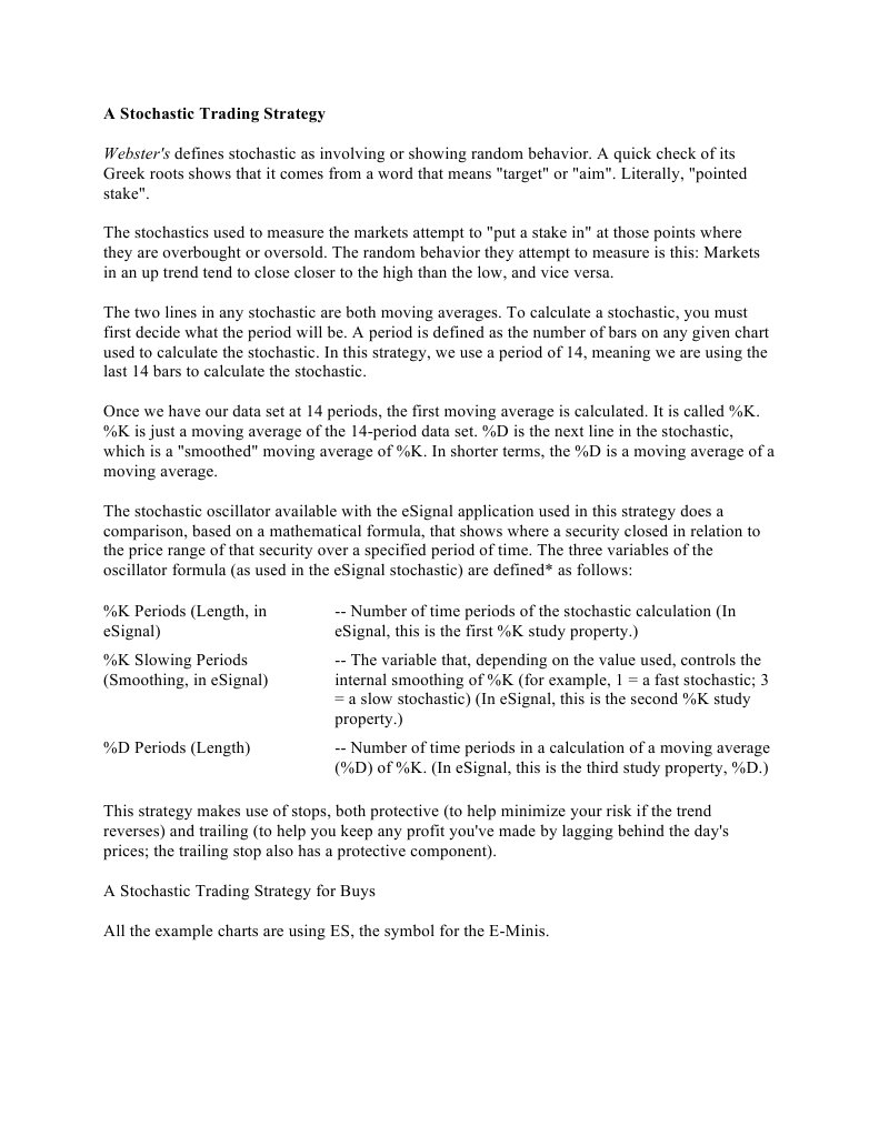 A Stochastic Trading Strategy | PDF | Moving Average | Stochastic