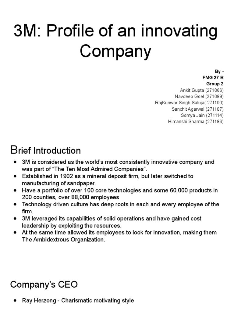 3M: A Leader in Innovation and R&D | PDF | New Product Development ...