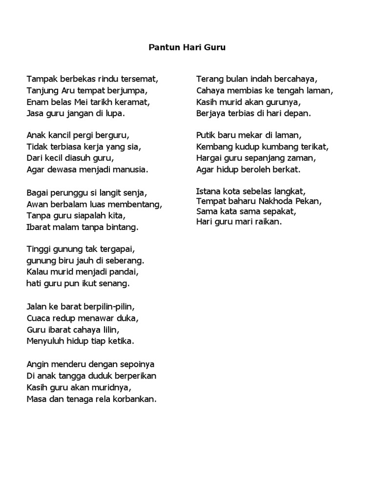 Pantun Hari Guru Pdf