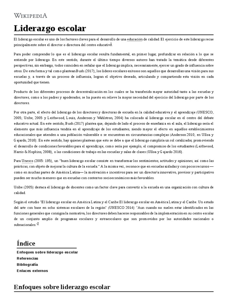 Liderazgo Escolar Pdf Modificación De Comportamiento Control