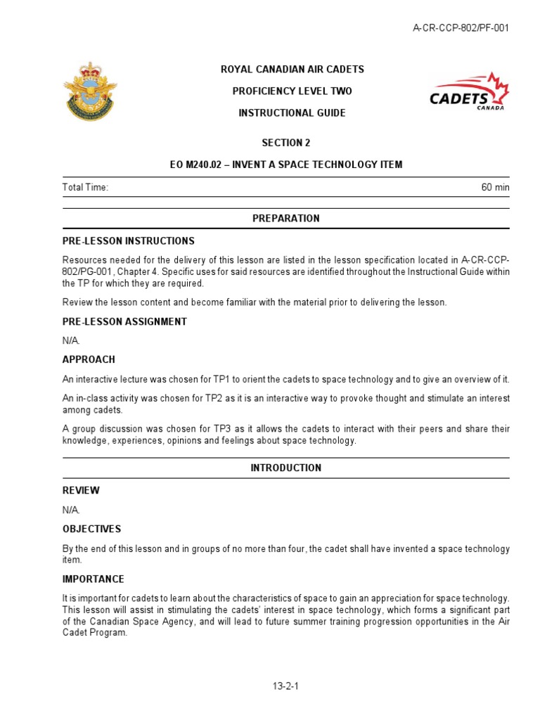 Royal Canadian Air Cadets Proficiency Level Two Instructional Guide ...