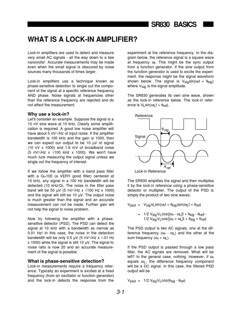 Sr830 Basics What Is A LockIn Amplifier? PDF Root Mean Square