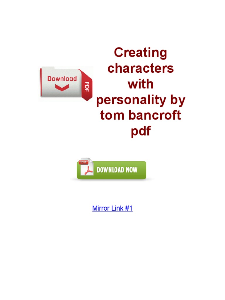 Creating characters with personality by tom bancroft pdf pdf