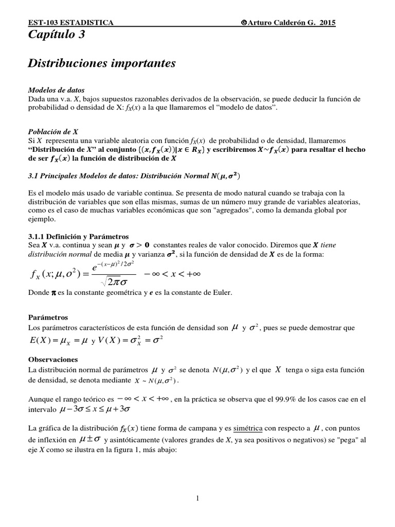 Calderon Arturo 15 Apuntes De Estadistica Cap 3 Distribucion Normal Distribucion De Probabilidad