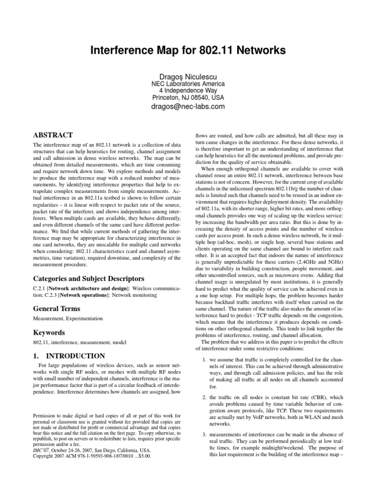 Interference Map For 802.11 Networks | PDF | Routing | Ieee 802.11