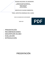 Calidad Ambiental y Desarrollo Sostenible Aspectos Generales Del Curso