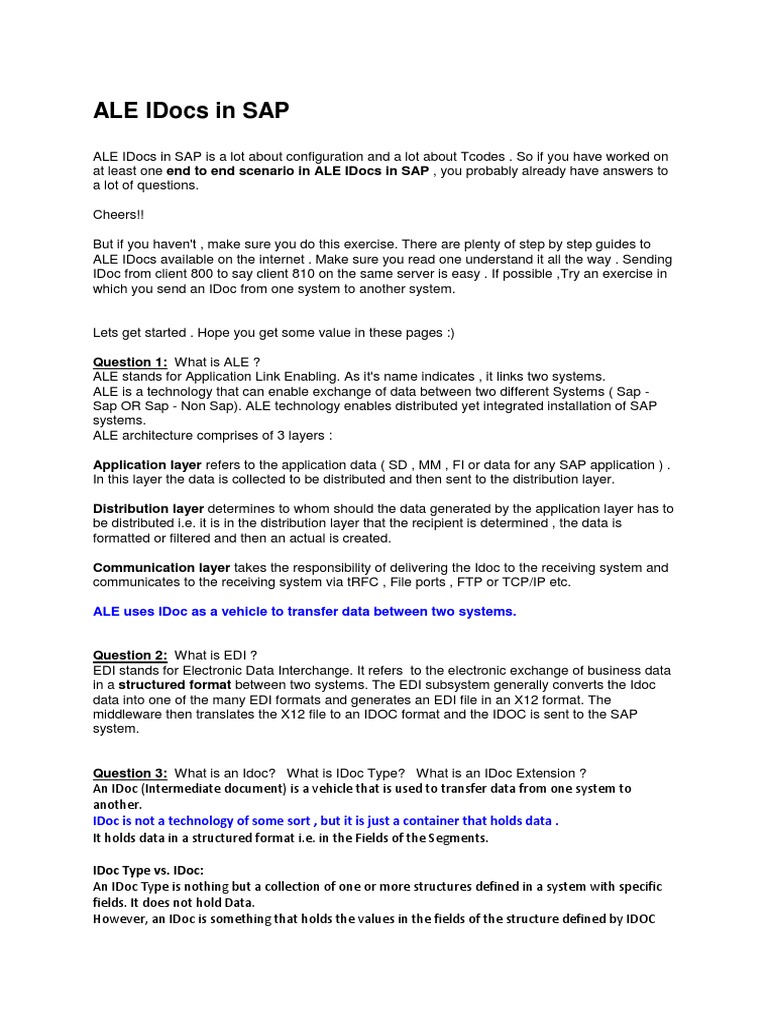 Ale Idocs in Sap | Download Free PDF | Electronic Data Interchange ...