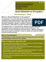 International Hazard Datasheet On Occupation: Housekeeper, Hotel