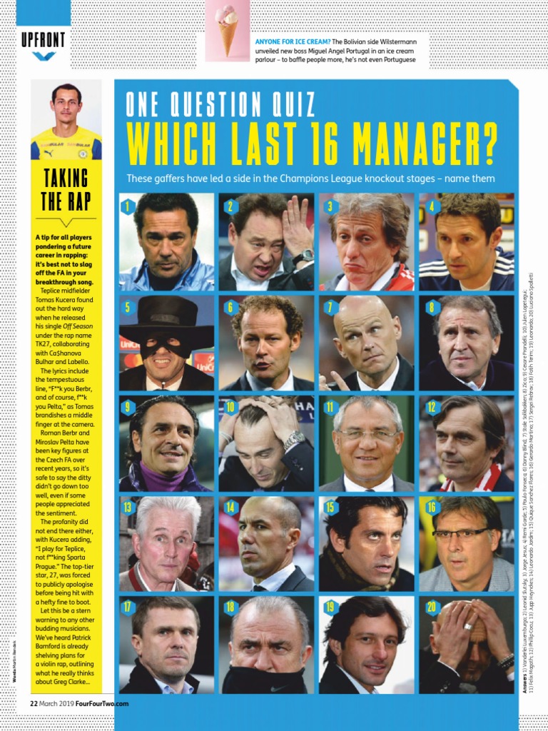 Which Last 16 Manager?: One Question Quiz | PDF | Association Football ...