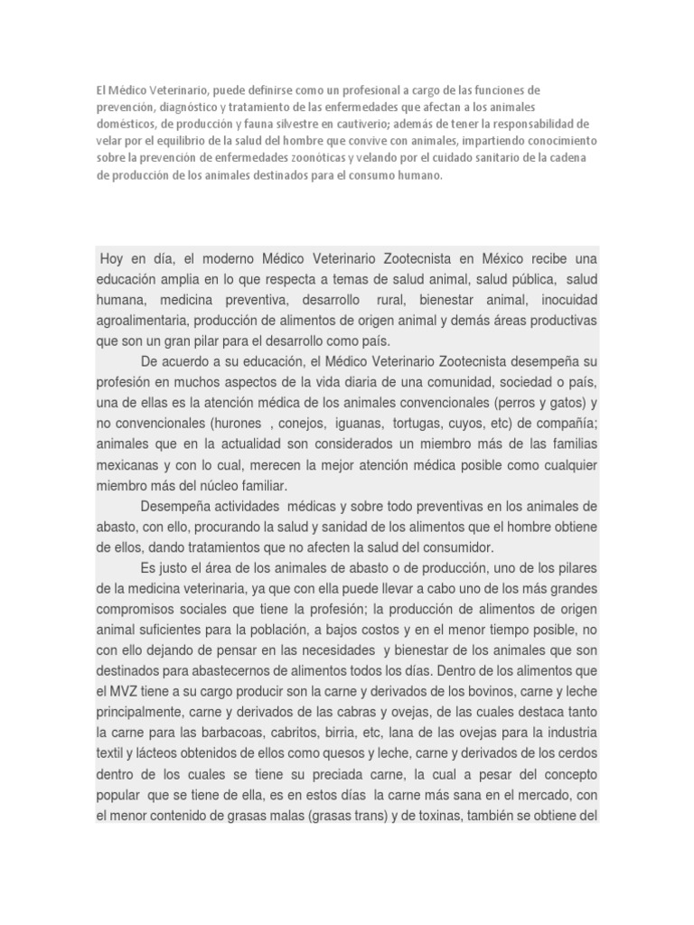 Importancia del Médico Veterinario en México | PDF | Carne | Medicina ...