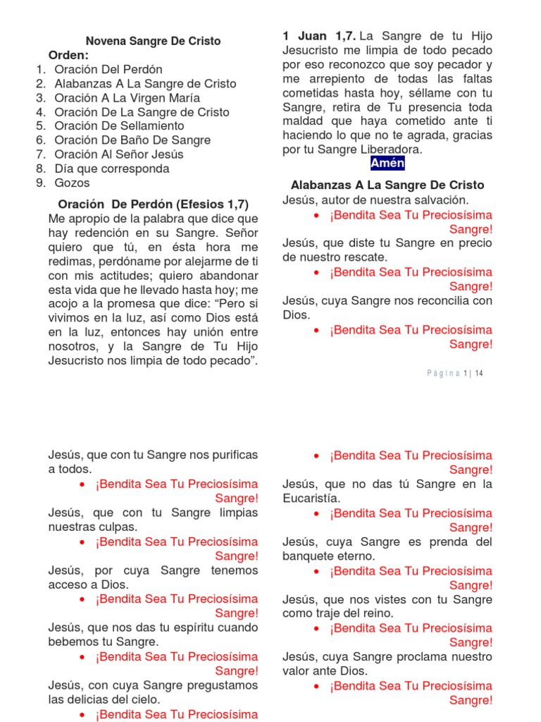 Novena a la Sangre de Cristo | PDF | Cristo (título) | Oración