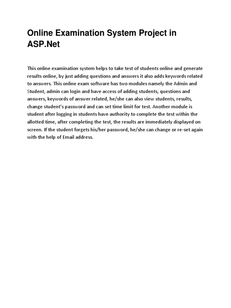 ASP.Net Online Examination System Guide | PDF | Password | Internet