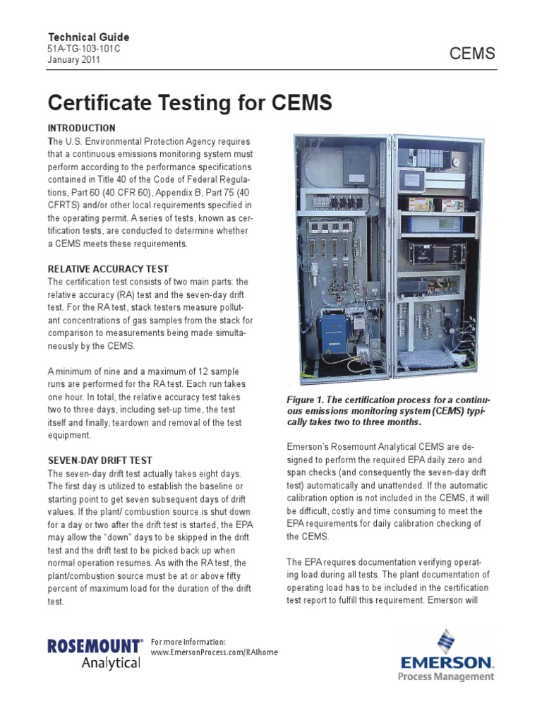 Certificate Testing for CEMS Technical Guide Calibration Technology