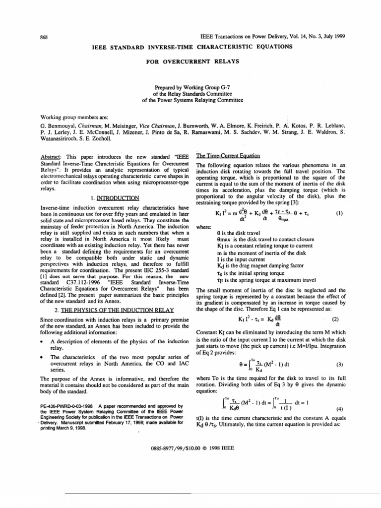 J. J. J. J.: Ieee Standard Inverse-Time Characteristic Equations For ...