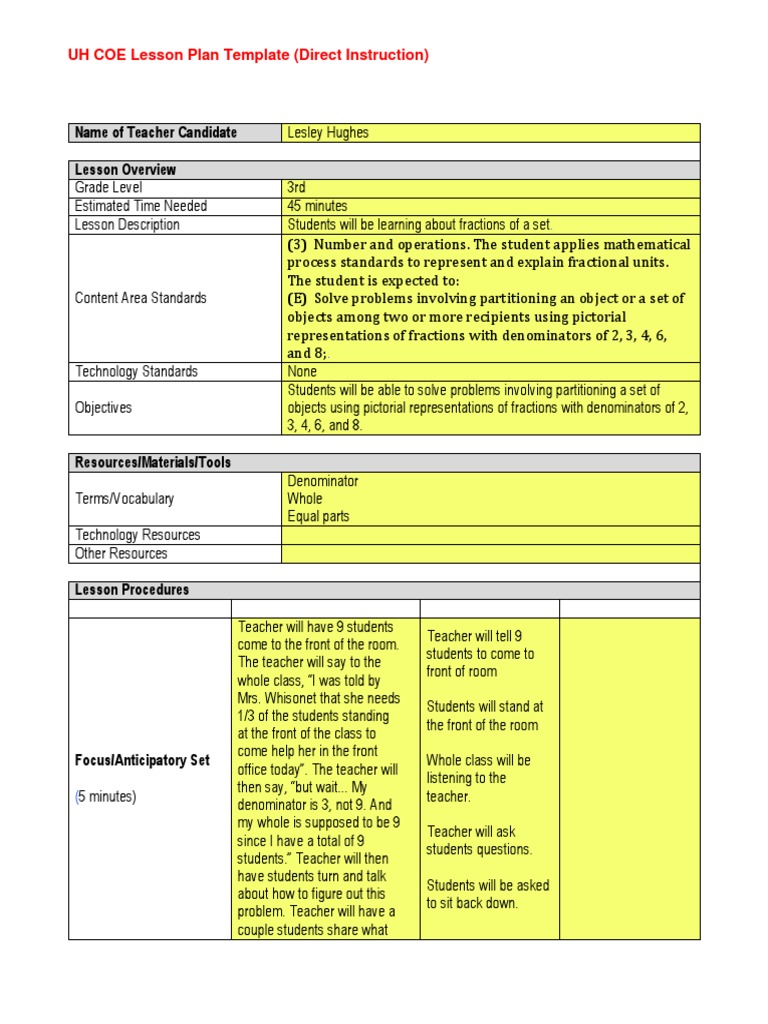 Final Lesson Plan Download Free Pdf Fraction Mathematics