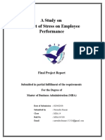 A Study On Impact of Stress On Employee Performance: Final Project Report