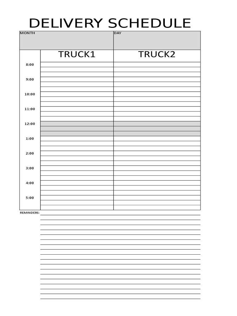 Delivery Schedule PDF