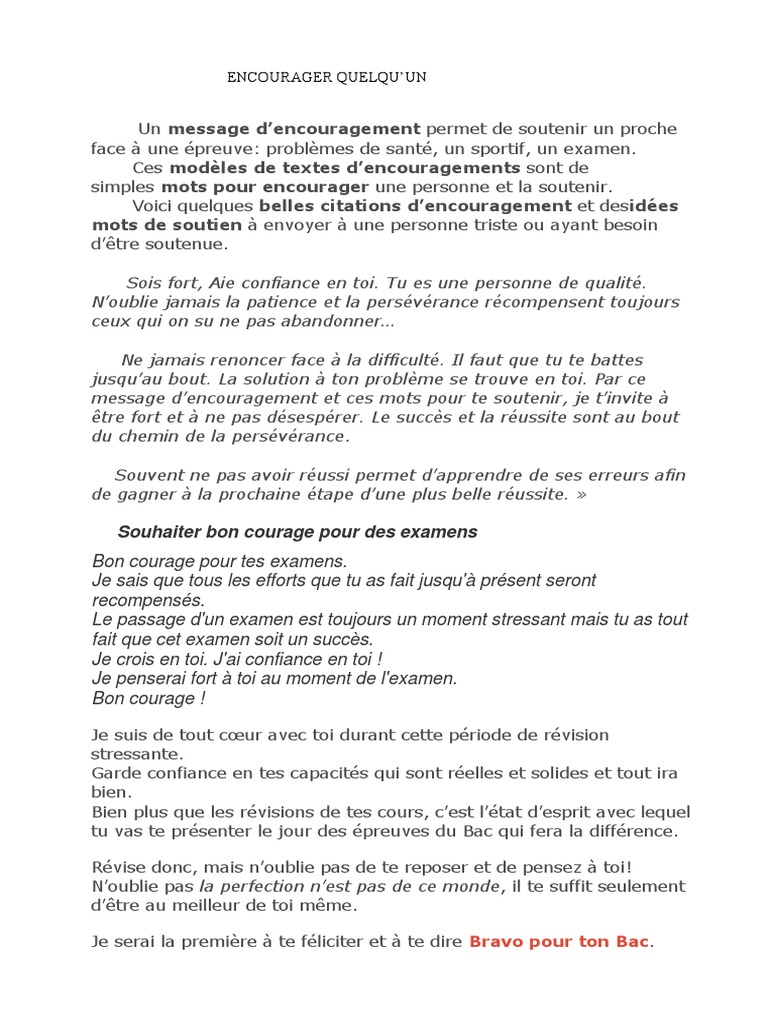 Encourager Quelqu