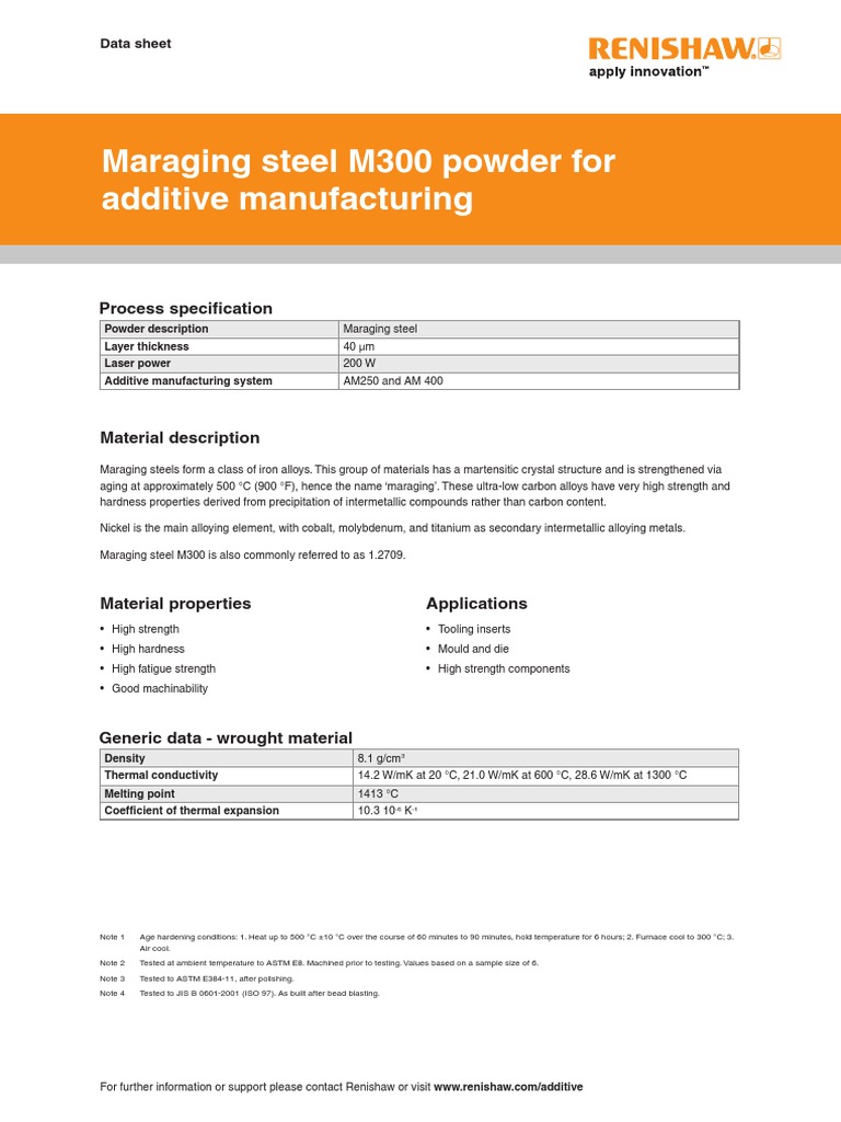 H-5800-3429-03-A Data Sheet Maraging Steel M300 200 W | PDF | Alloy | Steel