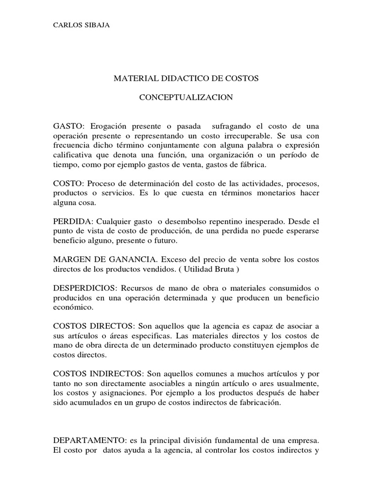 Análisis de Costos y Gastos Empresariales | PDF | Costo | Contabilidad
