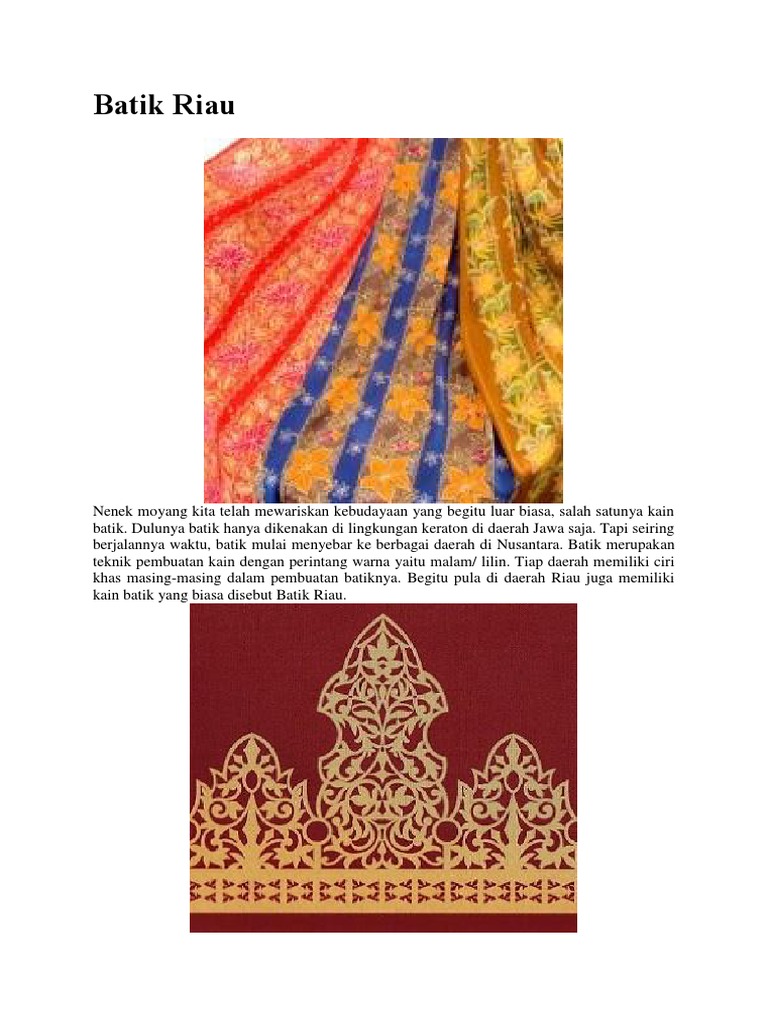 Motif dan Sejarah Batik Riau | PDF | Perjalanan | Seni