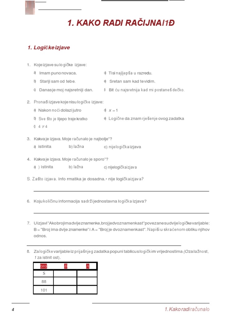 Kako Radi Račijna Đ: 1. Logi Ke Izjave | PDF