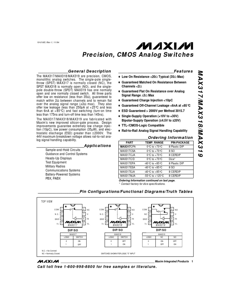 Maxim Voltage Regulators | PDF | Cmos | Switch