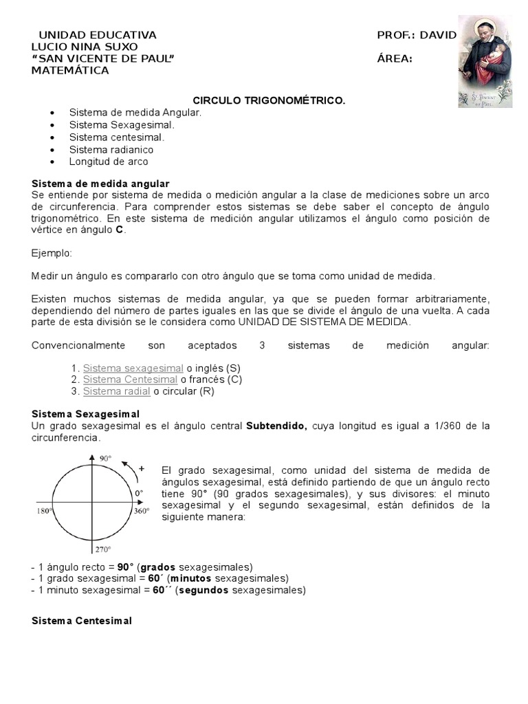 Sistemas de Medida Angular Matemática | PDF | Ángulo | Medida Geométrica