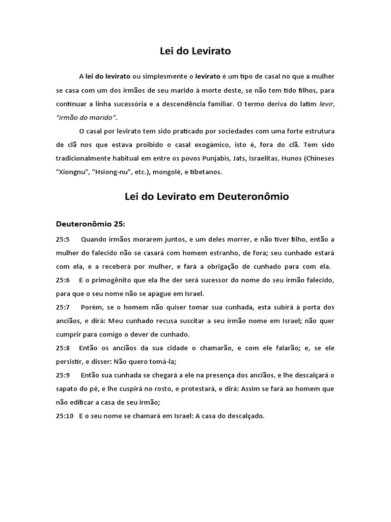 Lei Do Levirato