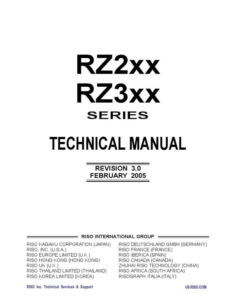 Riso - RZ - 200 220 230 300 310 370 390 PDF | PDF | Printer (Computing) |  Electrical Connector