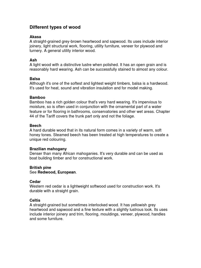 Different Types of Wood PDF | PDF | Hardwood | Plywood