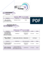 Programa IV Congreso Estatal de Psicología