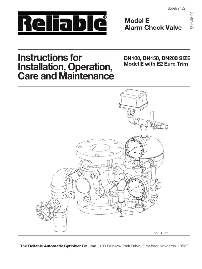 Model E Alarm Check Valve Guide | PDF | Fire Sprinkler System | Valve