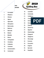 Intercontinental School List of Words For Spelling Bee