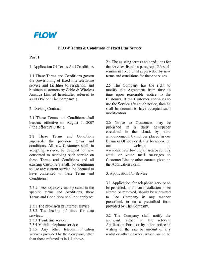 CUG Appendix B Fixed Line Terms Conditions FINAL August 2015 | PDF ...