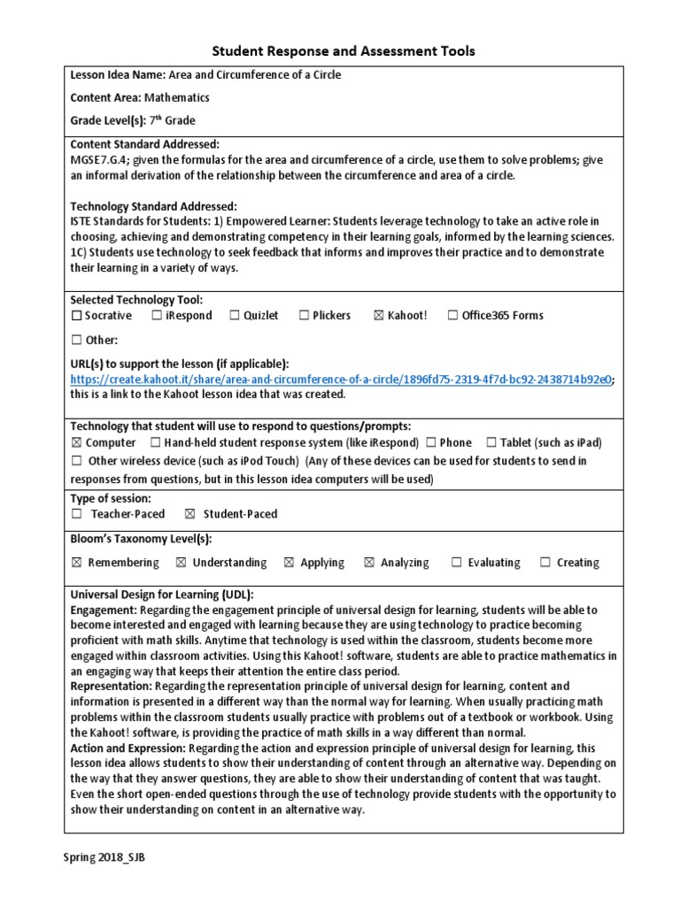 Student Response and Assesment Tools Template | PDF | Educational ...