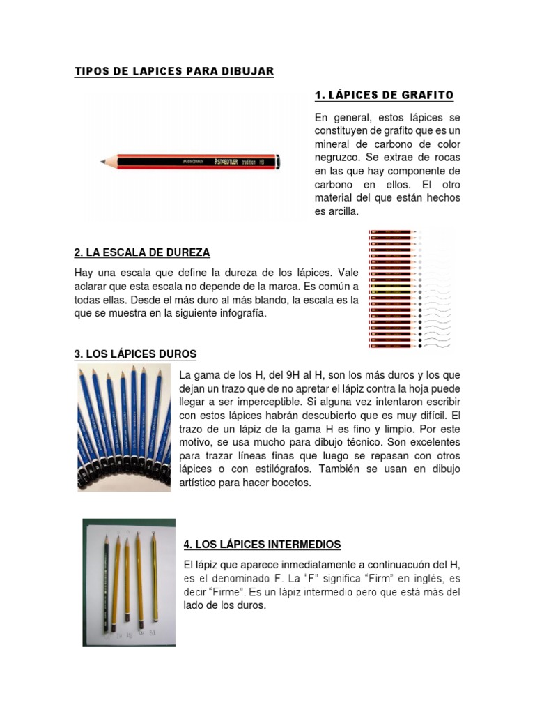 Tipos de Lapices para Dibujar | PDF | Lápiz | Dibujo