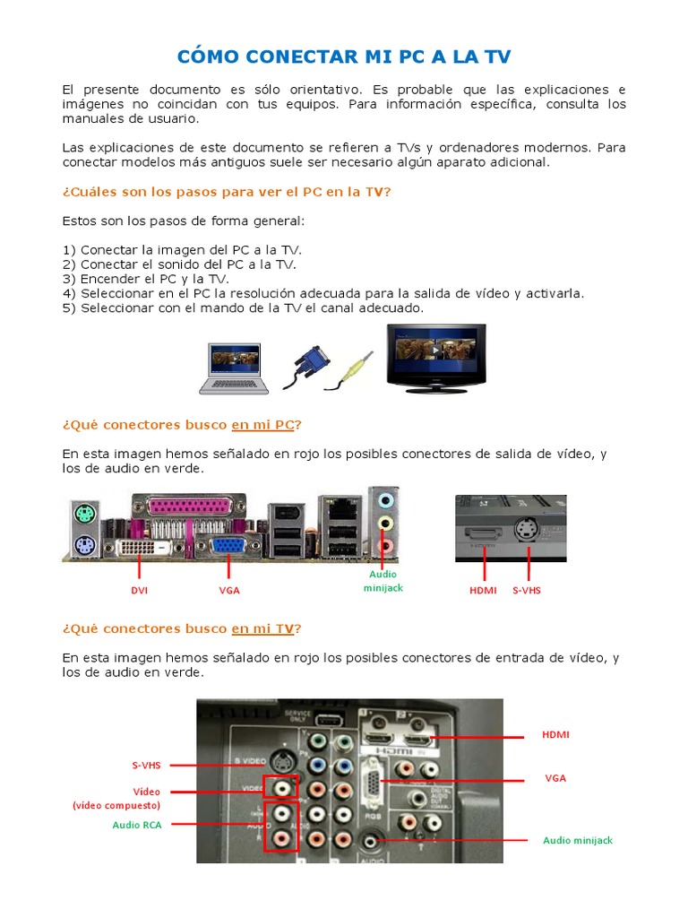 Conectar PC a TV: Guía Paso a Paso | PDF | Hdmi | Televisión